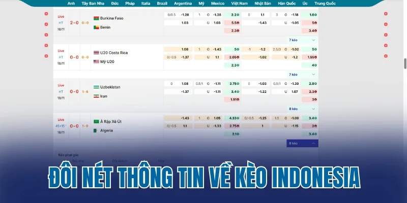 Đôi nét thông tin về kèo Indonesia