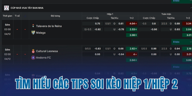 Tìm hiểu các tips soi kèo hiệp 1/hiệp 2
